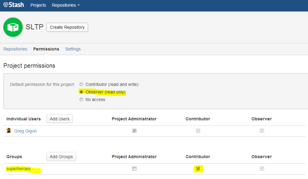 Project level permission settings